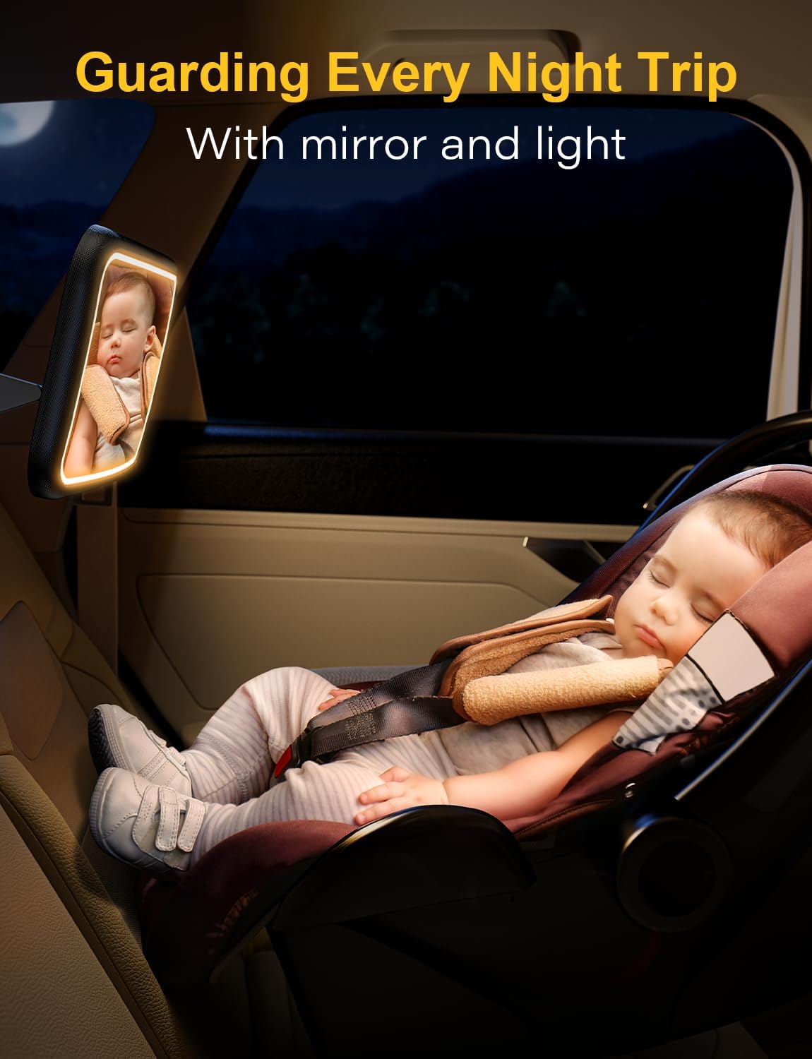 Thumbnail 2 de TAZENI BBJ-05 Baby Car Mirror with Star-Ring Light and Remote