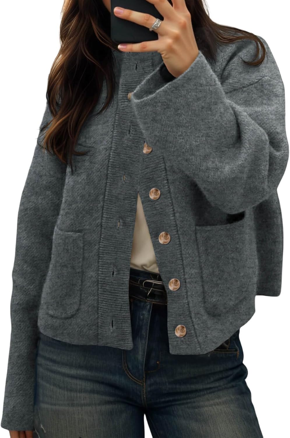 Thumbnail 1 de Cicy Bell Chunky Knit Cardigan Sweater with Pockets