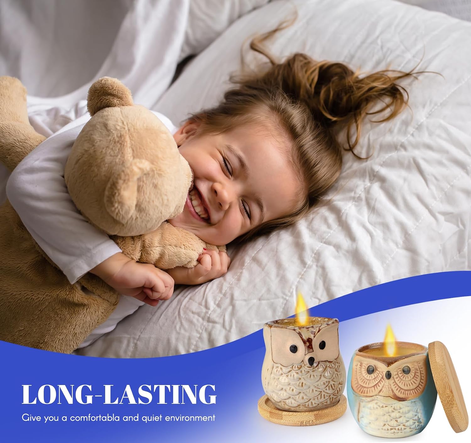 Detalle de Kinforse Citronella Candles – Elegant Owl Design, 6-Pack for Outdoor & Indoor Use