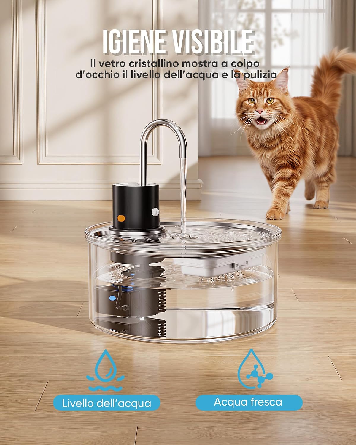 Thumbnail 1 de Tomxcute Fontanella per Gatti 3,2L in Vetro con Sensore e Batteria da 5000mAh