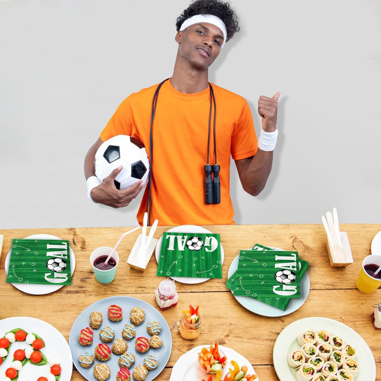 Detalle de Servietten Fußball 50 Stück – Papierservietten 33 x 33 cm, Fußballparty