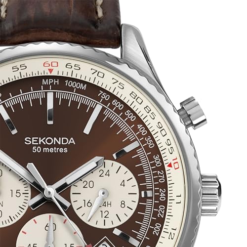 Thumbnail 1 de Sekonda Maverick Mens Analogue Watch 43mm Silver Leather Strap