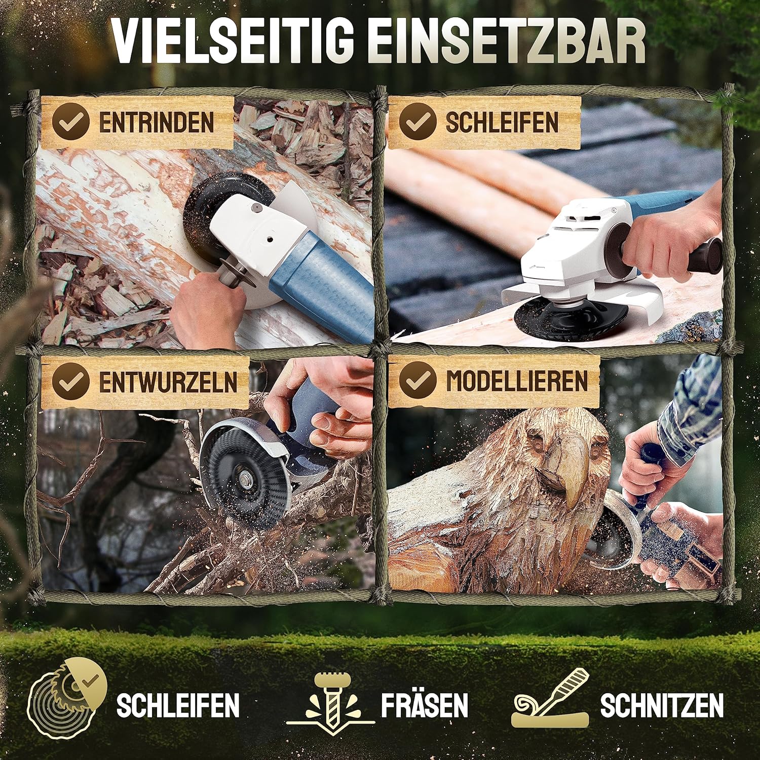 Thumbnail 3 de Adlerfokus Holz-Schleifscheibe 115 mm für Winkelschleifer – Flexscheibe zum Schruppen, Raspeln und Fräsen in Holz