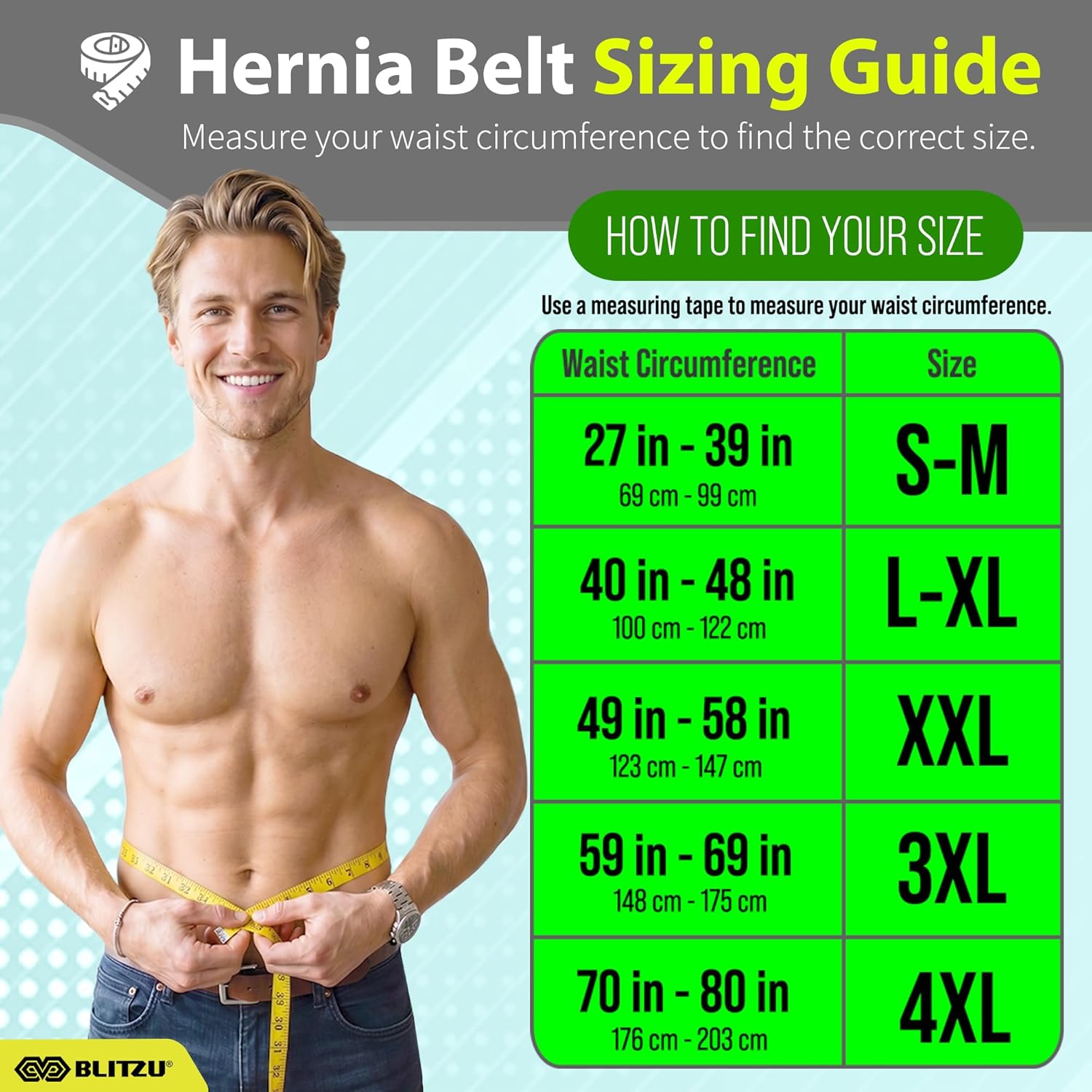 Thumbnail 5 de BLITZU Umbilical Hernia Belt, Adjustable Support with 2 Compression Pads