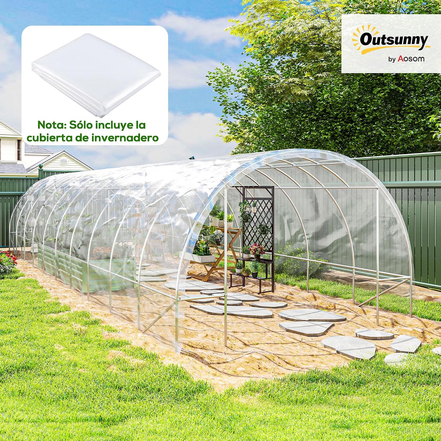 Detalle 2 de Outsunny Plástico Invernadero 6x10 m