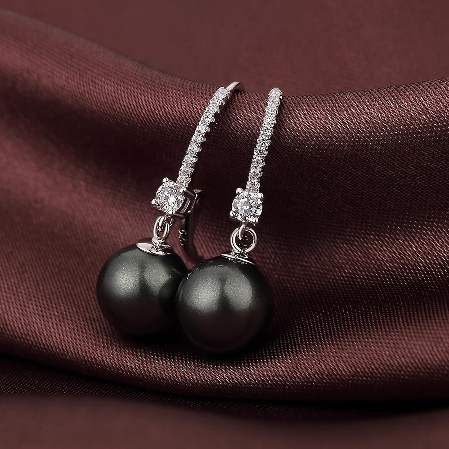 Thumbnail 3 de jiamiaoi Perlenohrringe aus Sterlingsilber 925 mit hängender Perle (Hebelverschluss) – Zuchtperlen-Design
