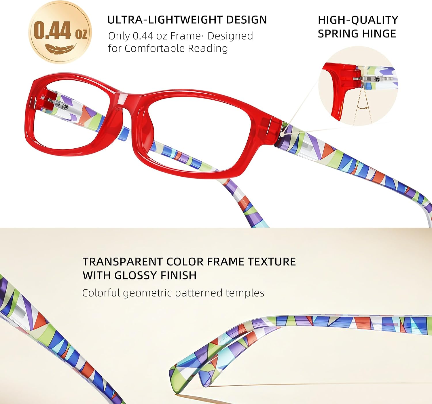 Detalle de kunchu 5Pack Reading Glasses for Women — Blue Light Blocking, Spring Hinge, Anti-Glare UV Readers