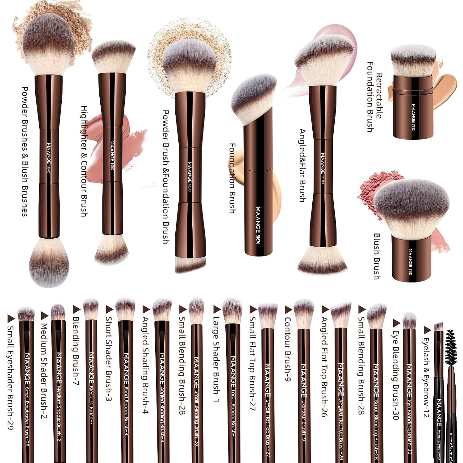 Detalle de MAANGE 20-Piece Makeup Brushes ๐