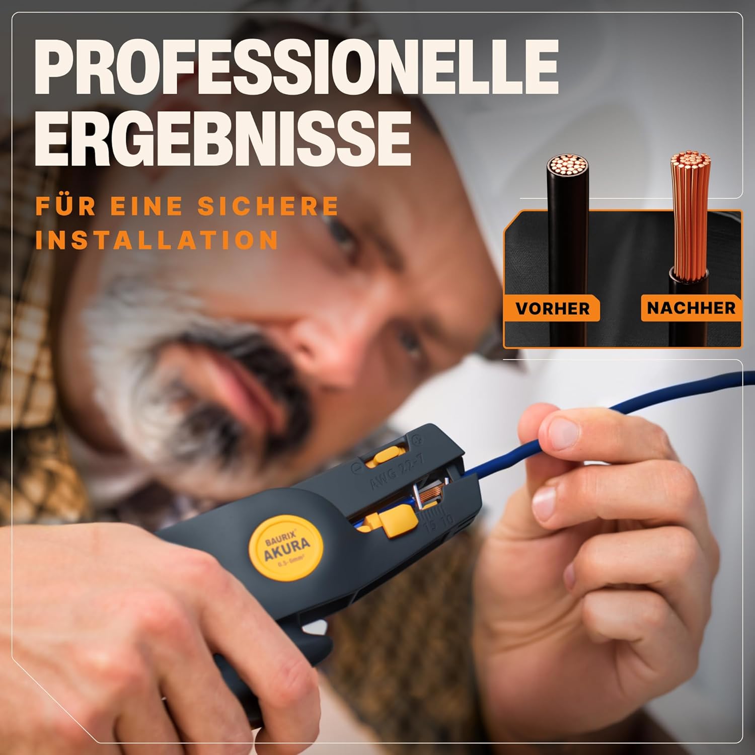 Thumbnail 4 de BAURIX® AKURA Abisolierzange automatisch – präzise Abisolierung 0,5–6 mm² mit integriertem Kabelschneider