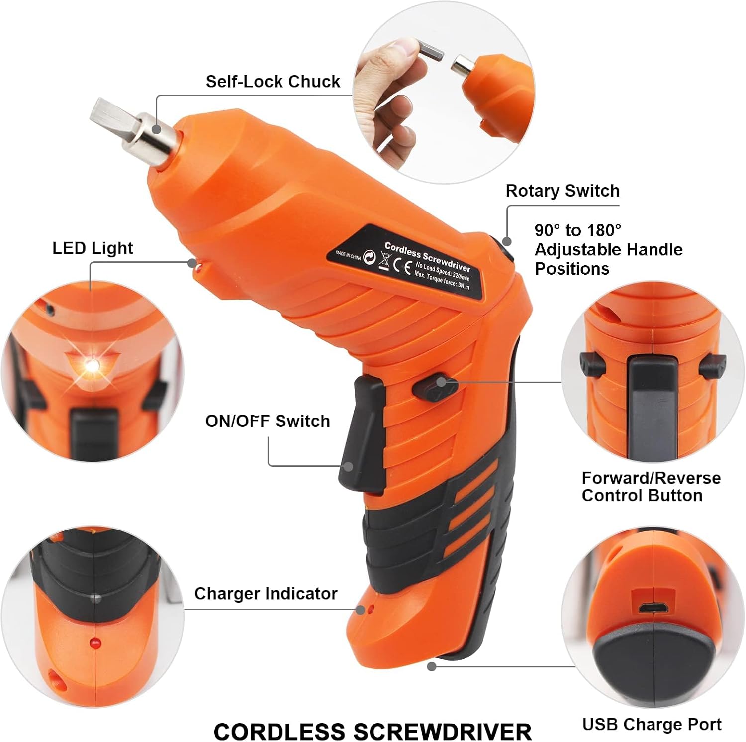 Thumbnail 1 de Electric Drill Screwdriver 49-in-1 Portable Cordless Set with LED Worklight and Rotatable Handle