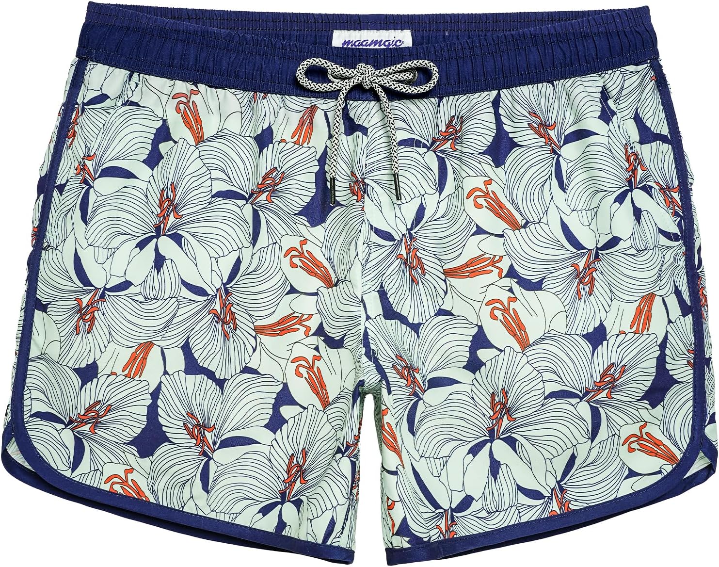 Thumbnail 6 de maamgic Mens 80s/90s Vintage Printed Swim Trunks with Mesh Lining and Quick-Dry Pockets
