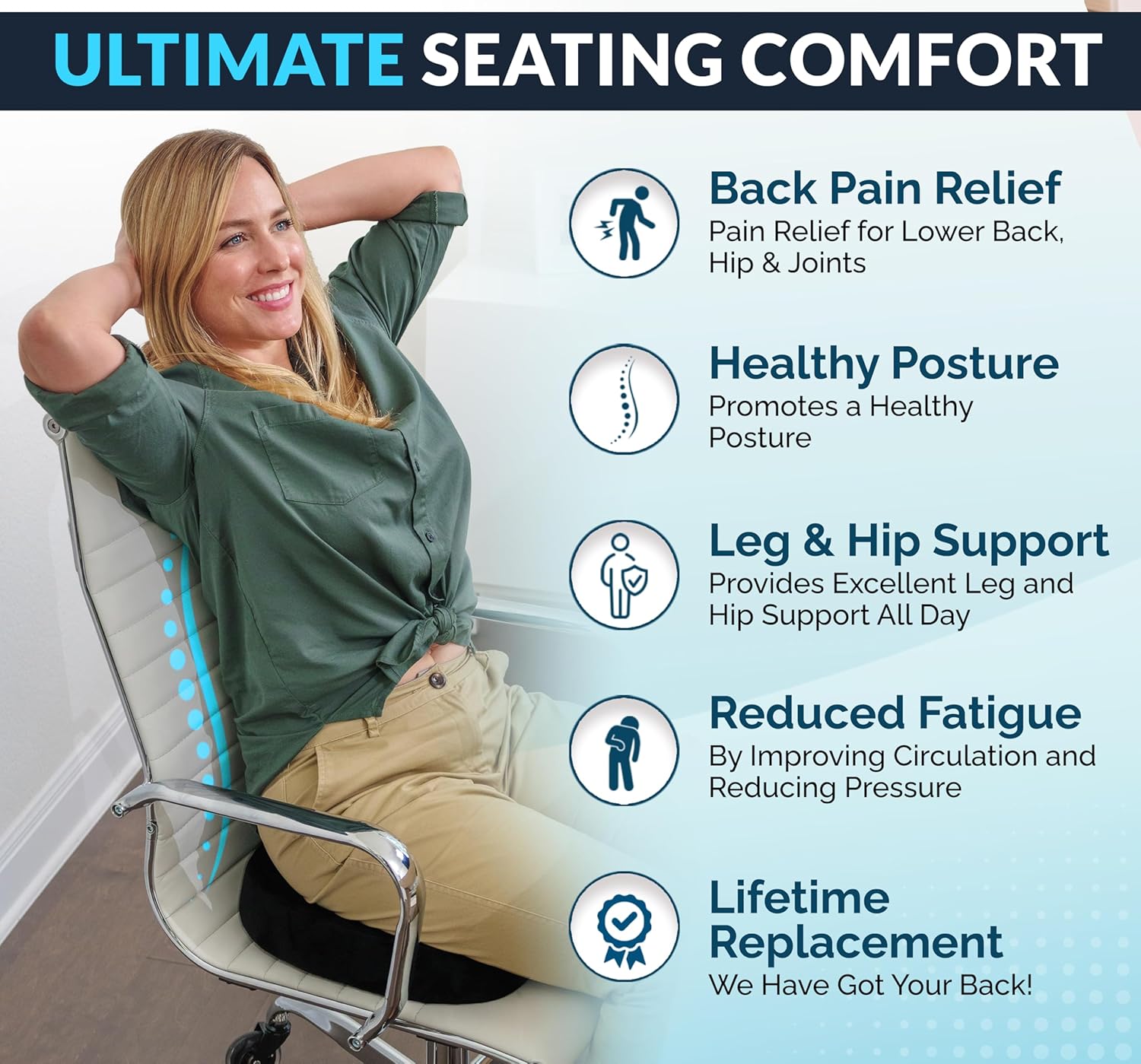 Detalle 2 de ComfiLife Coccyx Cushion 1️⃣ Gel Memory Foam