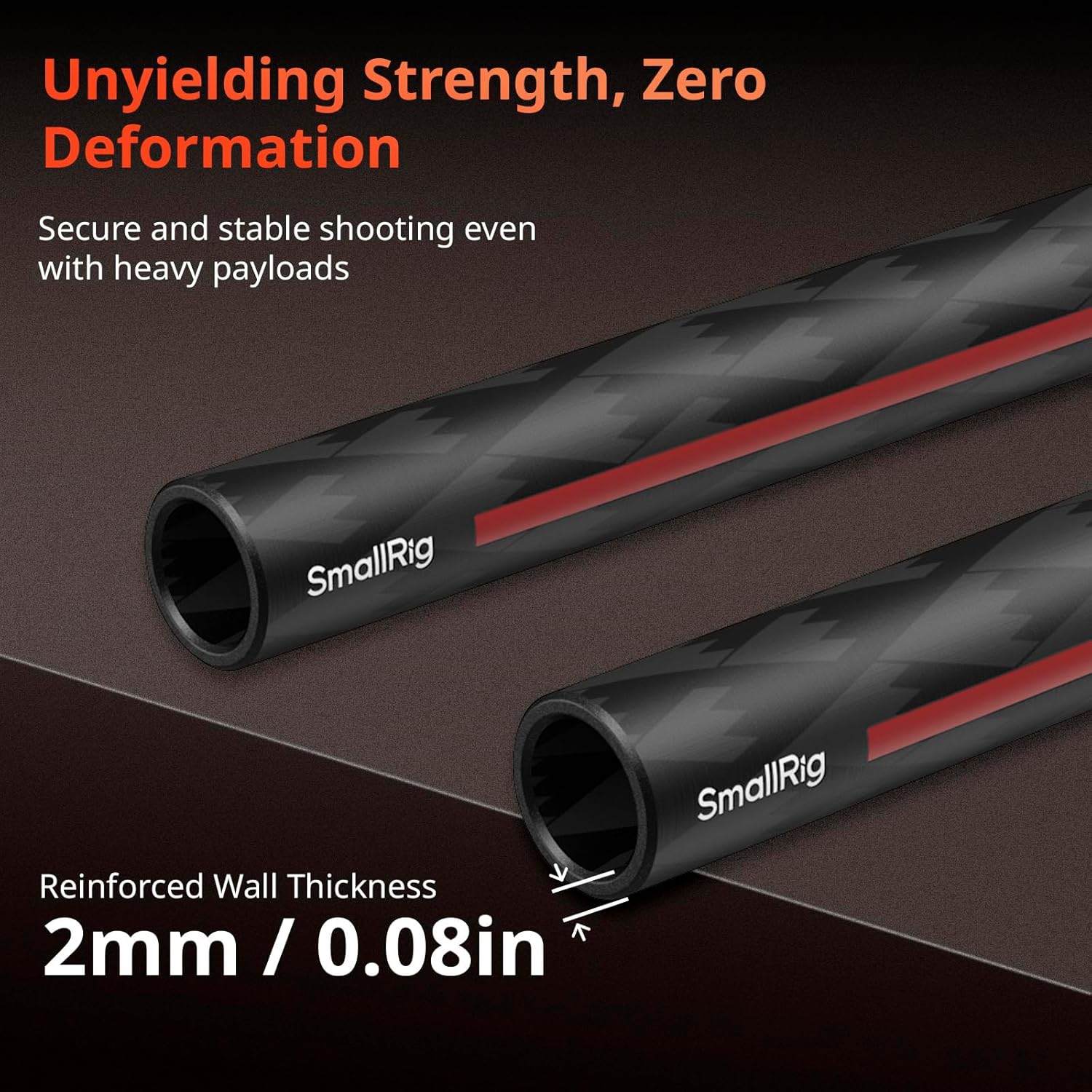 Detalle 2 de SmallRig Lot de 2 barres en fibre de carbone 15 mm, 30 cm – pour système de support de barre 15 mm (5212)