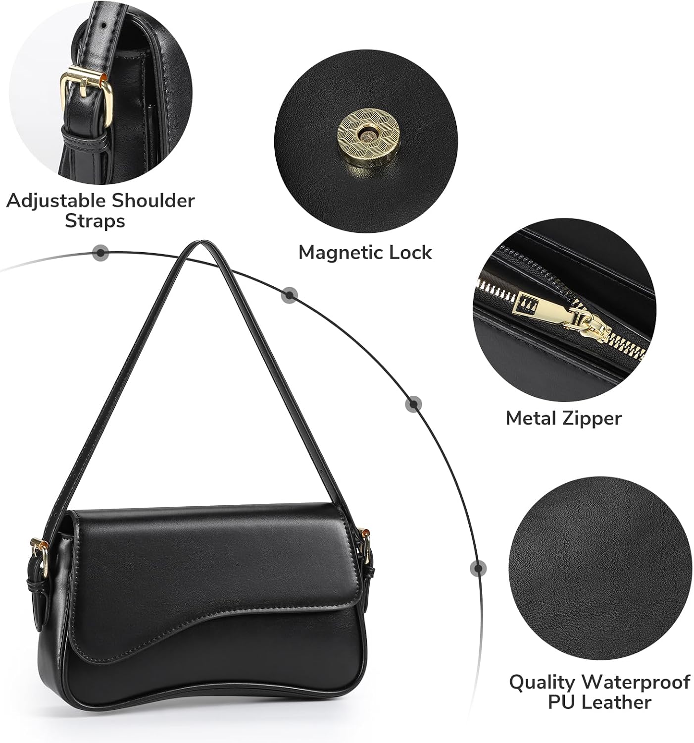 Thumbnail 4 de Etercycle Women’s Shoulder Bag Y2K Hobo Clutch Crossbody (PU leather look)