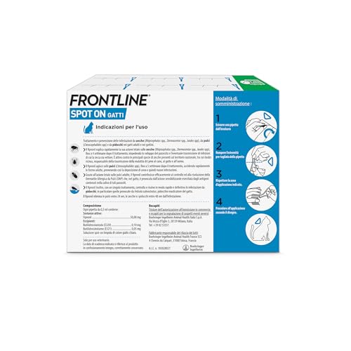 Detalle de FRONTLINE Spot On Gatti 6 Pipette da 0,5 ml: antipulci e antiparassitario per gatti e gattini