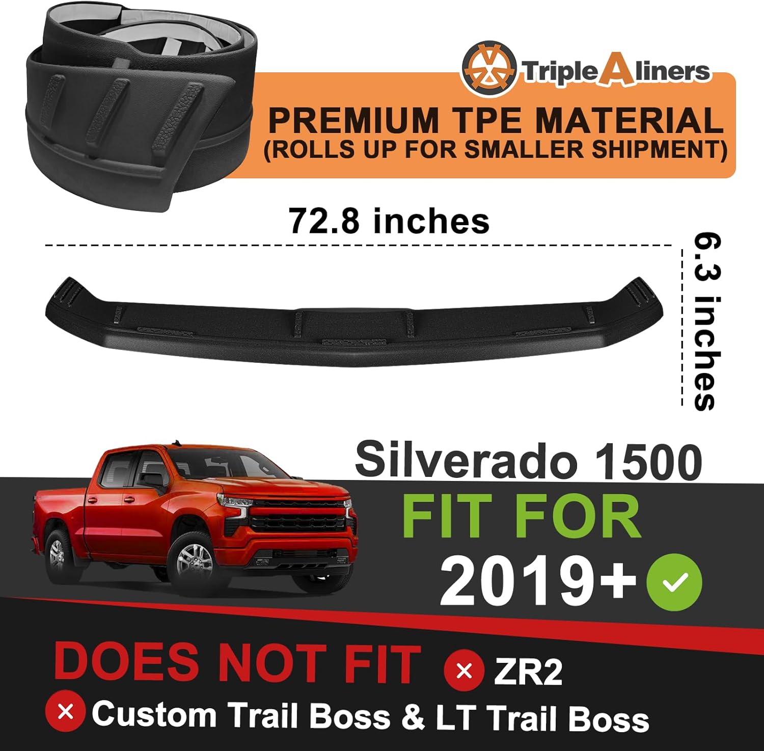 Thumbnail 3 de TripleAliners TPE Hood Deflector Protector for 2019-2025/2026 Chevy Silverado 1500 (Excludes ZR2 & Trail Boss trims)
