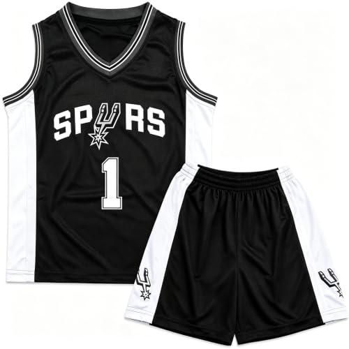 Detalle de FUTERLY Maillot Basket Enfant 2 Pièces Ensemble et Short Noir – XXL/8–10