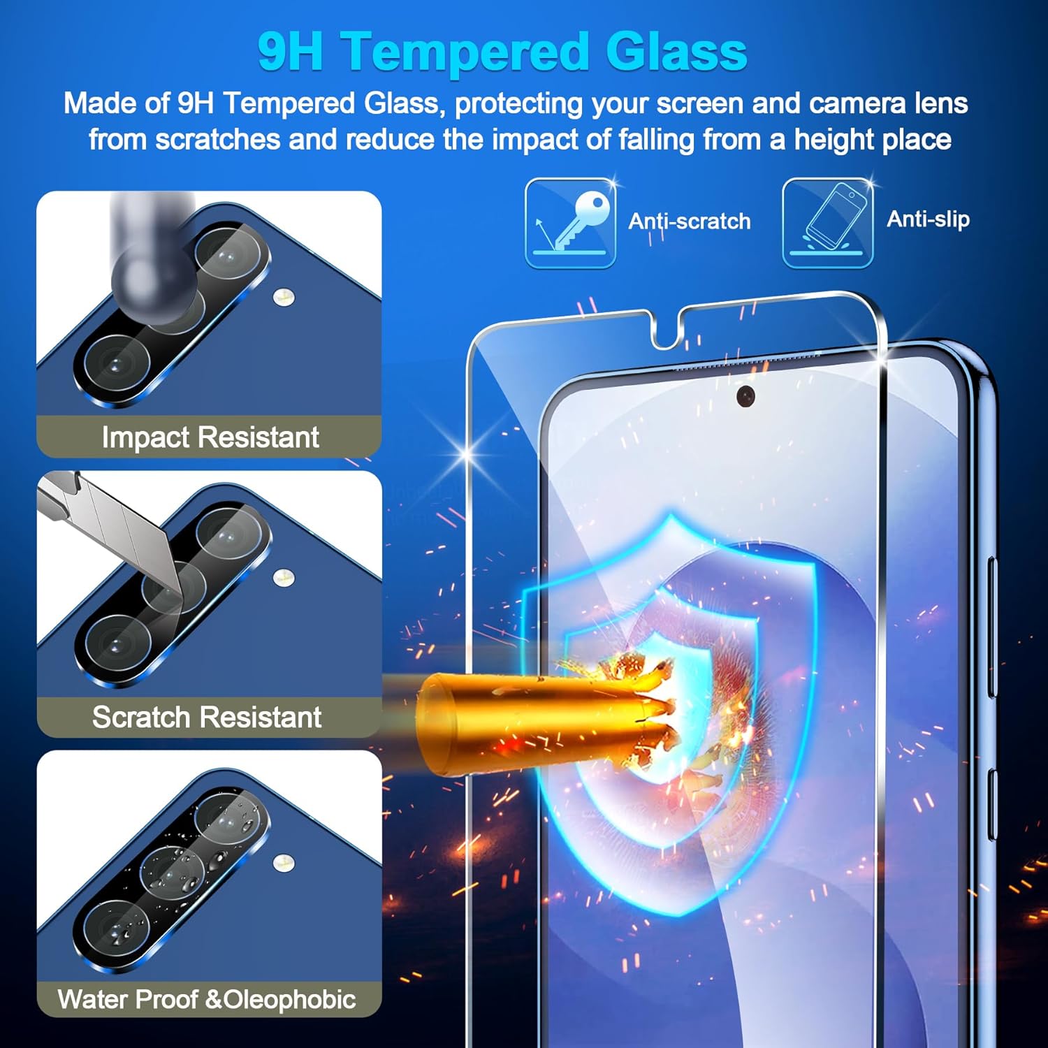 Thumbnail 5 de [3+3 Pack] Galaxy S25 FE Tempered Glass Screen Protectors (HD Clear, Fingerprint Support, 3D Curved)