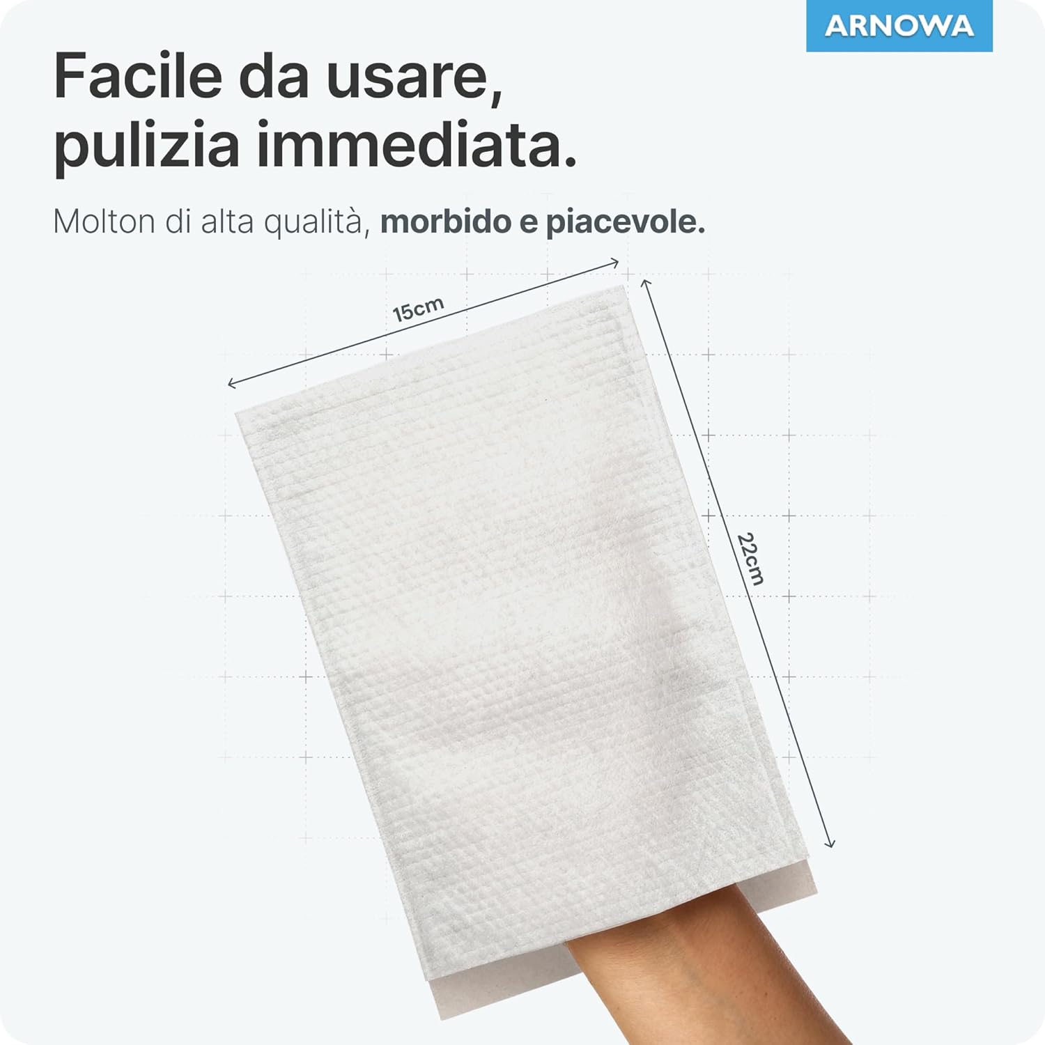 Thumbnail 4 de 50x ARNOMED Manopole Monouso non Saponate (60 g/m²) – guanti per lavare anziani, neonati e bambini