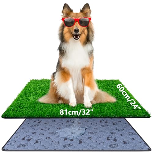 Detalle de Alckijy Lettiera per cani 81 x 60 cm con erba artificiale: riutilizzabile, lavabile e adatta a interni ed esterni