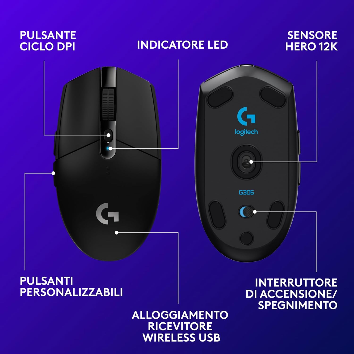 Thumbnail 5 de Logitech G305 Mouse gaming 250 ore 🖱