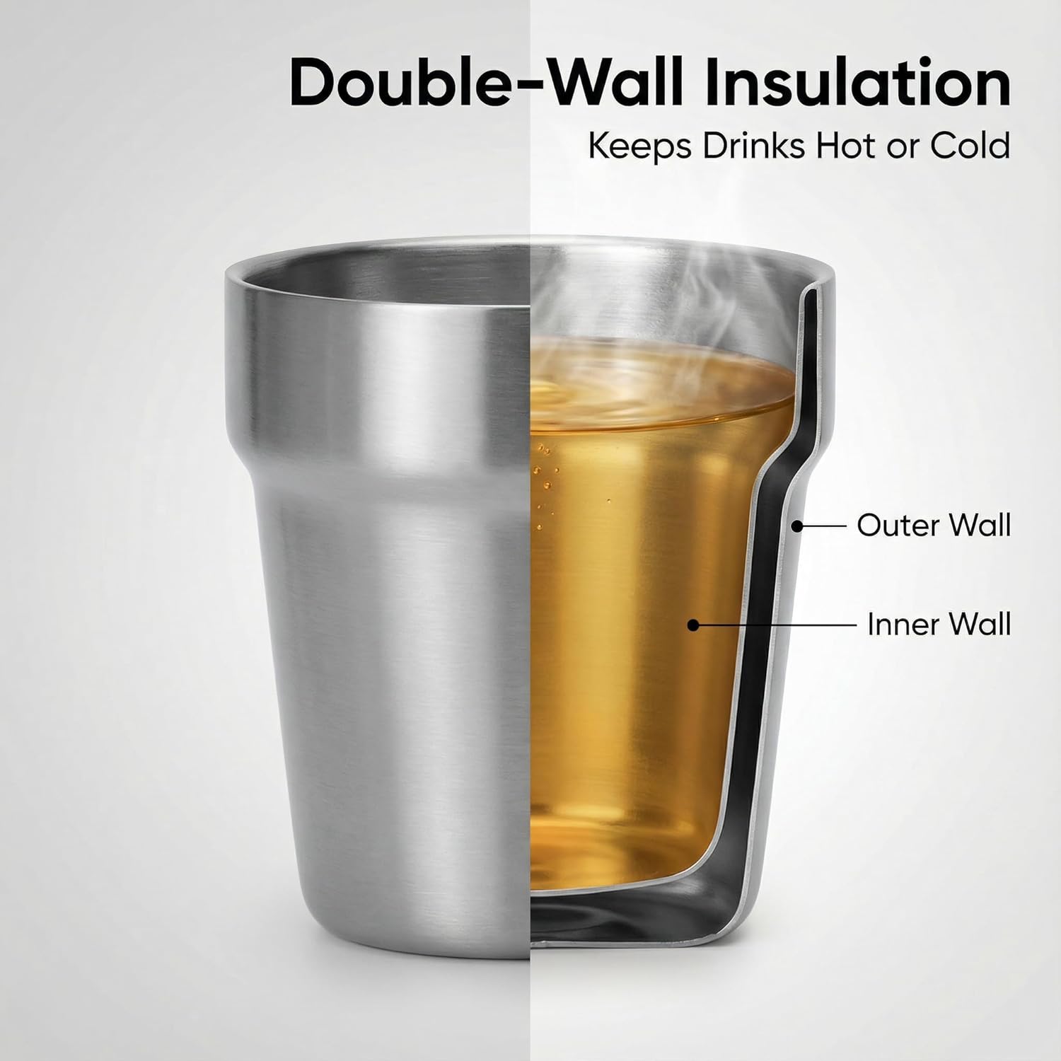 Thumbnail 2 de Edelstahl-Becher (Set 5) für Bier & mehr, doppelwandig, 175 ml – silbrig