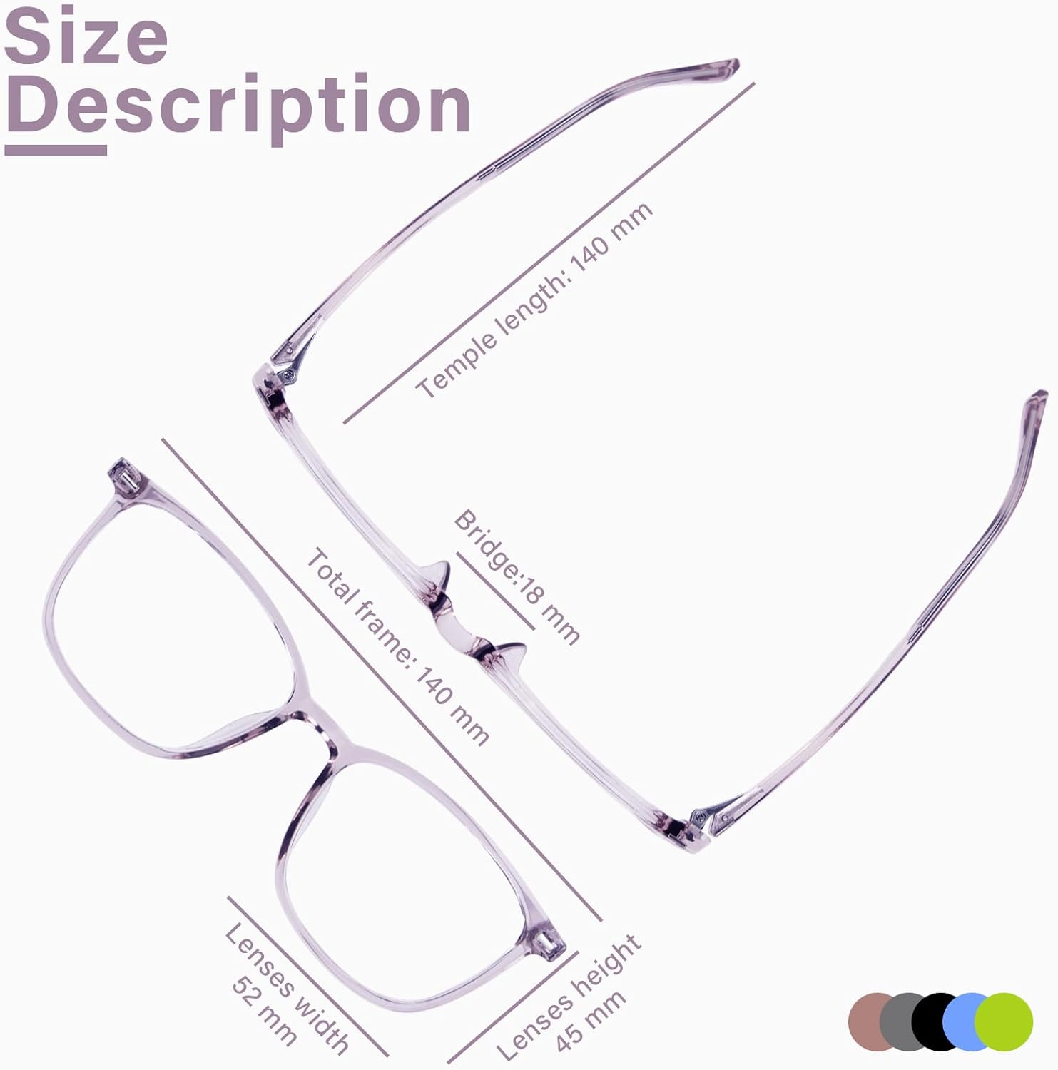 Thumbnail 2 de FONHCOO Blaulichtfilter Brille Damen TR90 – Leichte, sehstärkefreie Brille gegen Augenbelastung in Lila