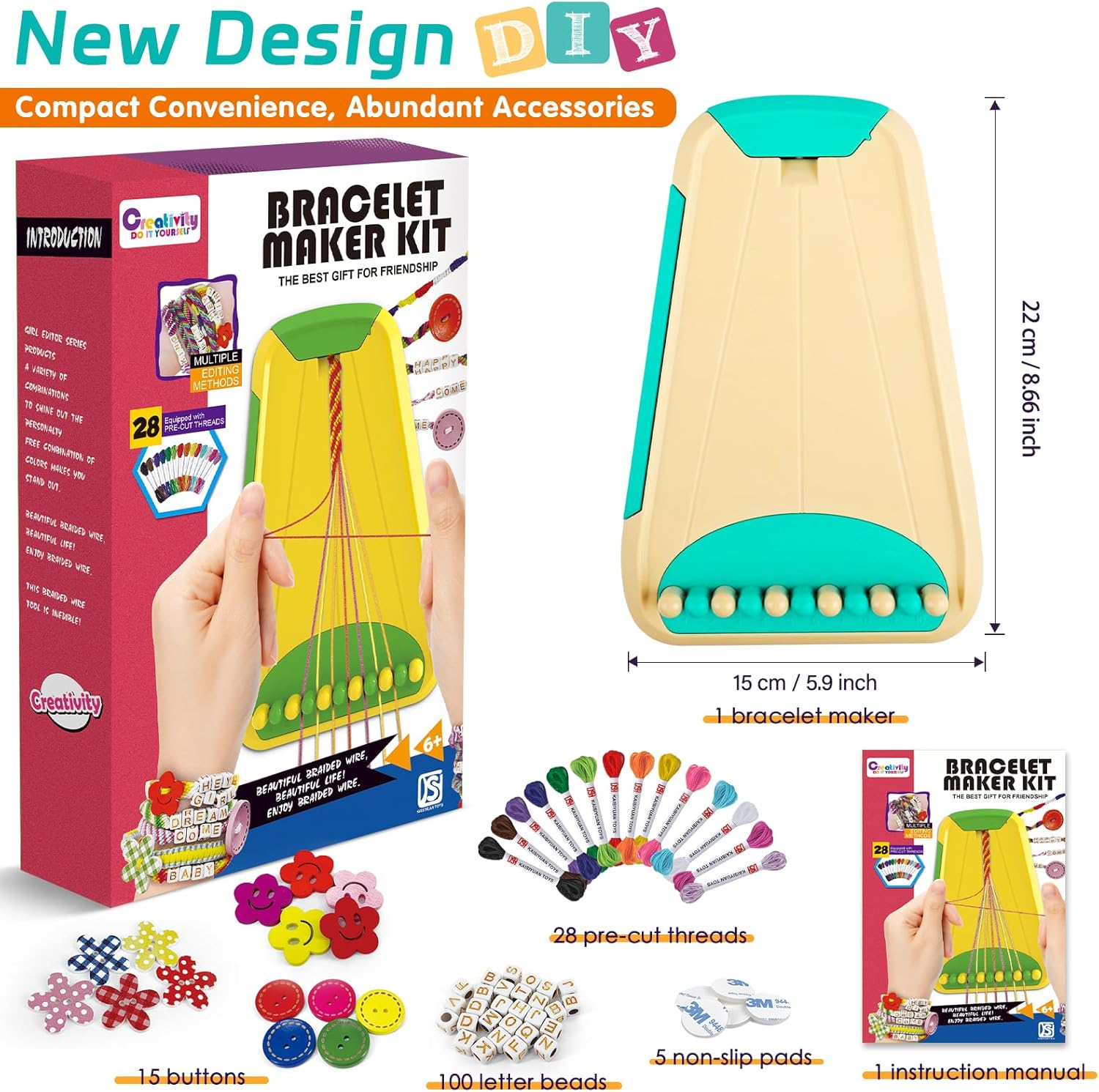 Thumbnail 5 de Friendship Bracelet Making Kit for Girls Ages 8-12 (28 Pre-Cut Threads & Letter Beads)