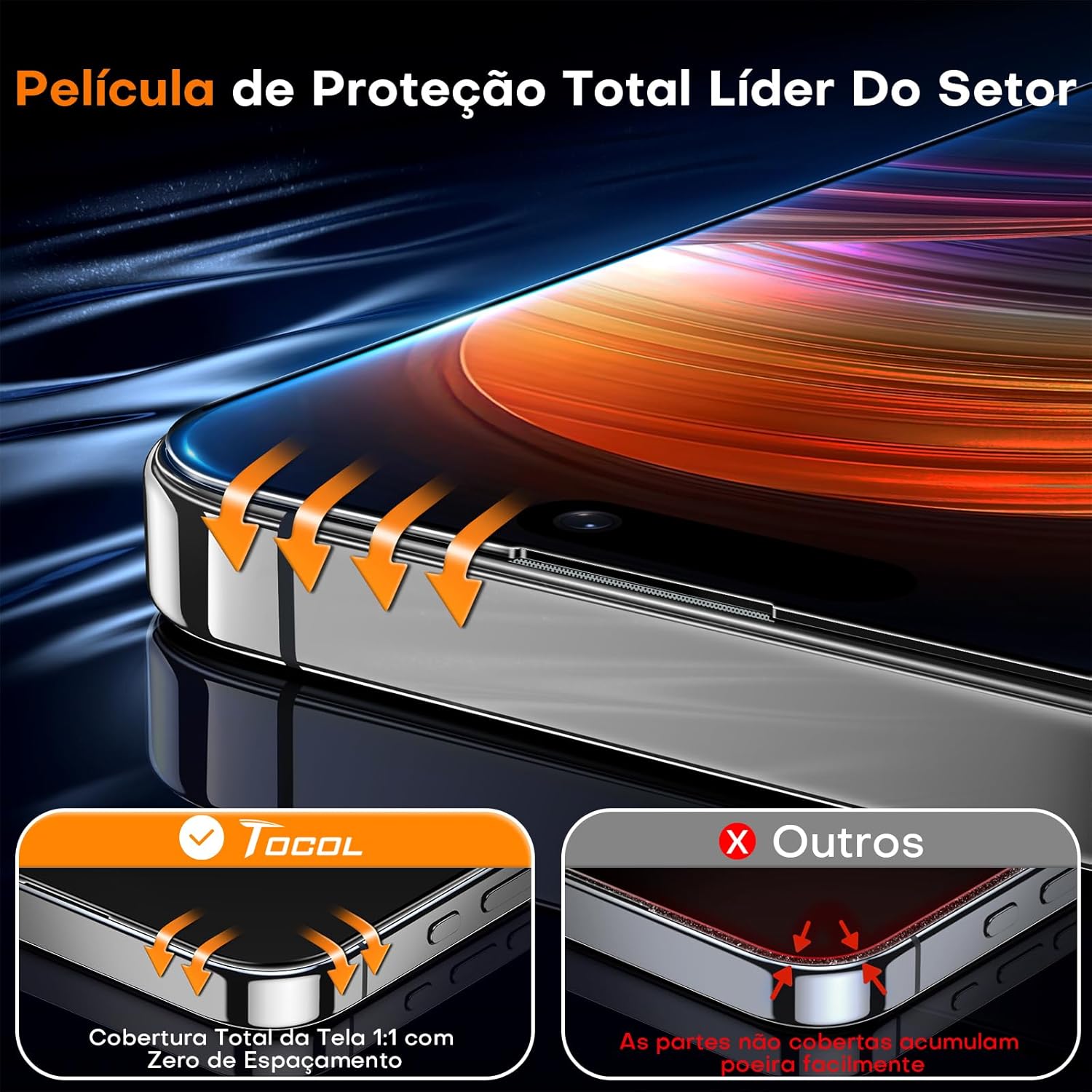 Detalle 2 de TOCOL iPhone 16 Tempered Glass Screen Protector 2-pack