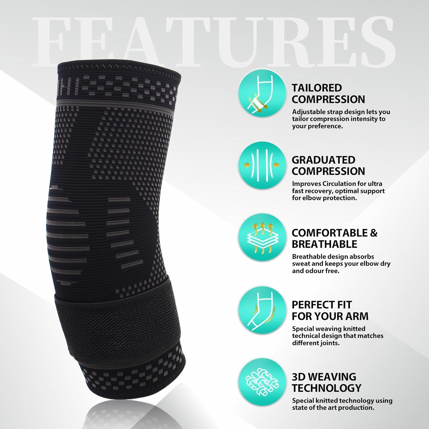 Thumbnail 1 de Lexniush Ellenbogenbandage für Tennisarm & Golferarm, einstellbare Kompression (rechts/links)