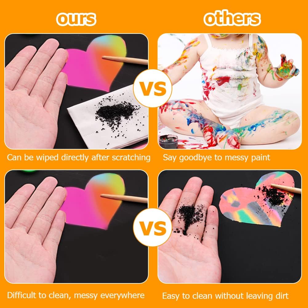 Thumbnail 3 de OFFCUP Carte à Gratter – Kit 2 livres d’art scratch avec 4 gabarits et 4 bâtons en bois