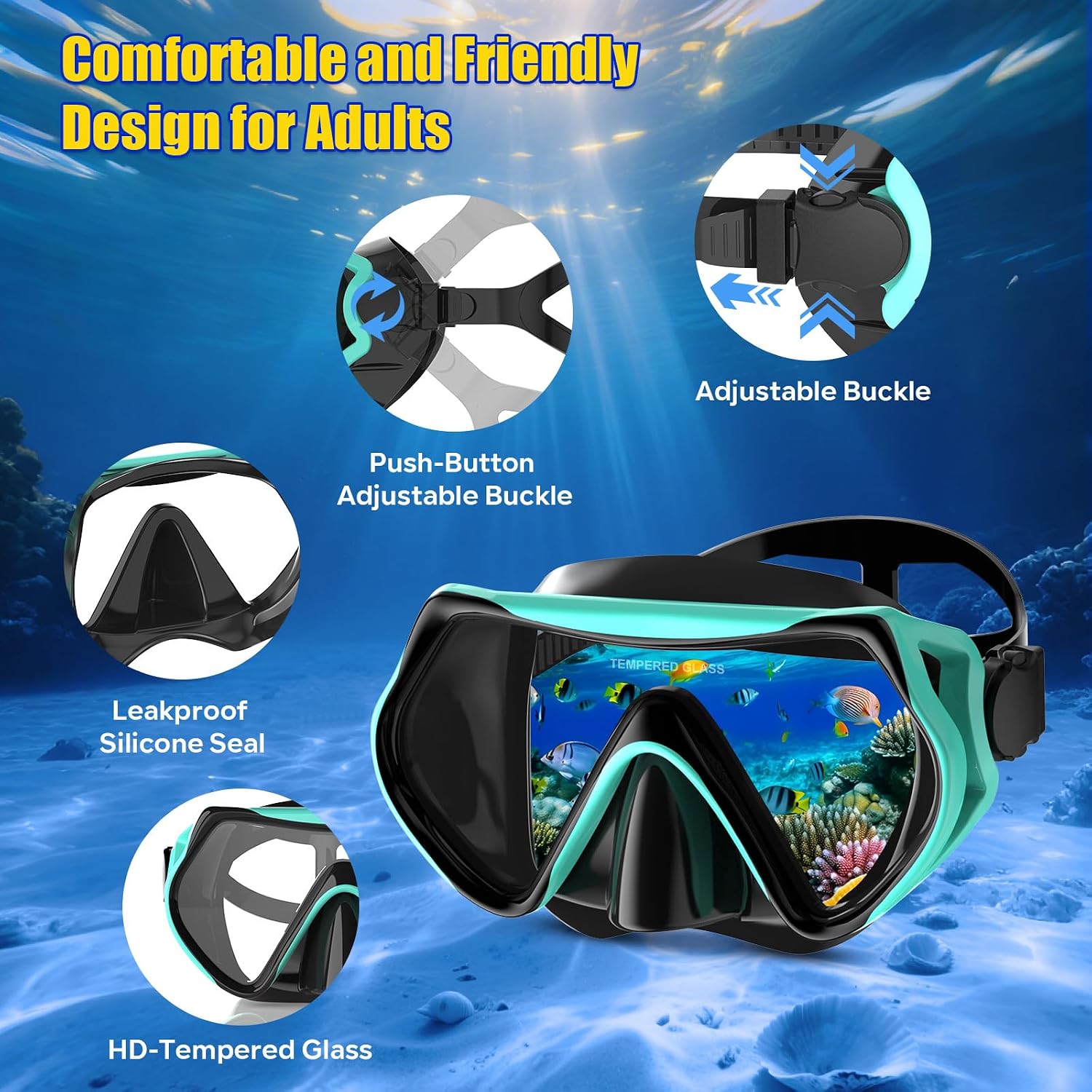 Detalle de MELUMILU Snorkel Mask Set with Tempered Glass