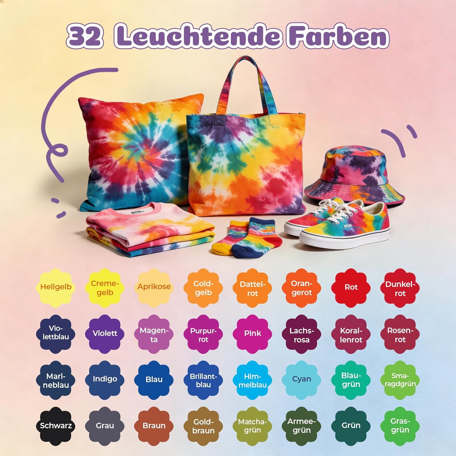 Thumbnail 2 de URBZUE Tie Dye Kit: 32 Farben Textilfarben Set für kreative Batik-Projekte