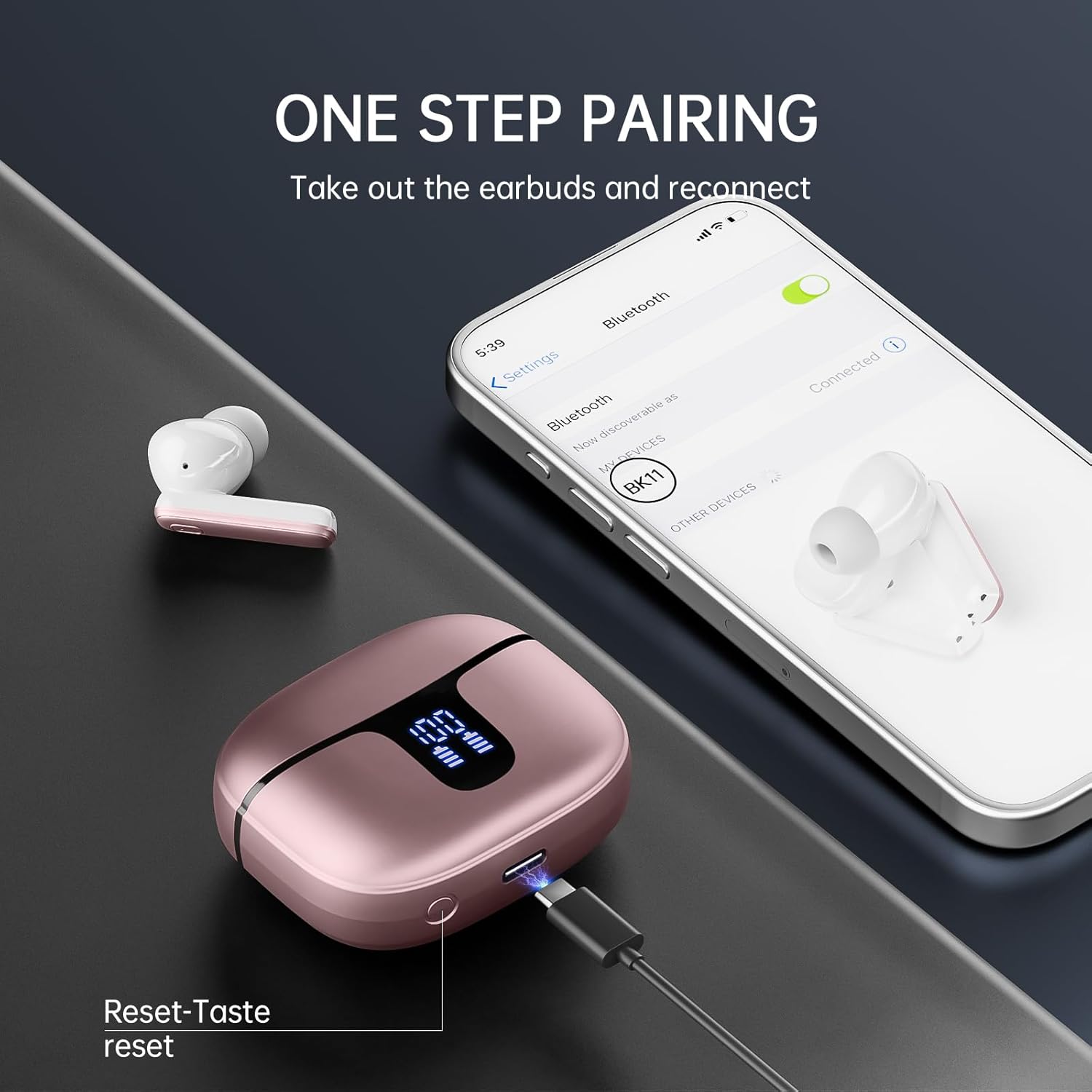 Thumbnail 6 de Ordtop Cuffie Bluetooth 2026 con Display LED, ANC non presente ma 5.3: audio HiFi, IP7 e 40h