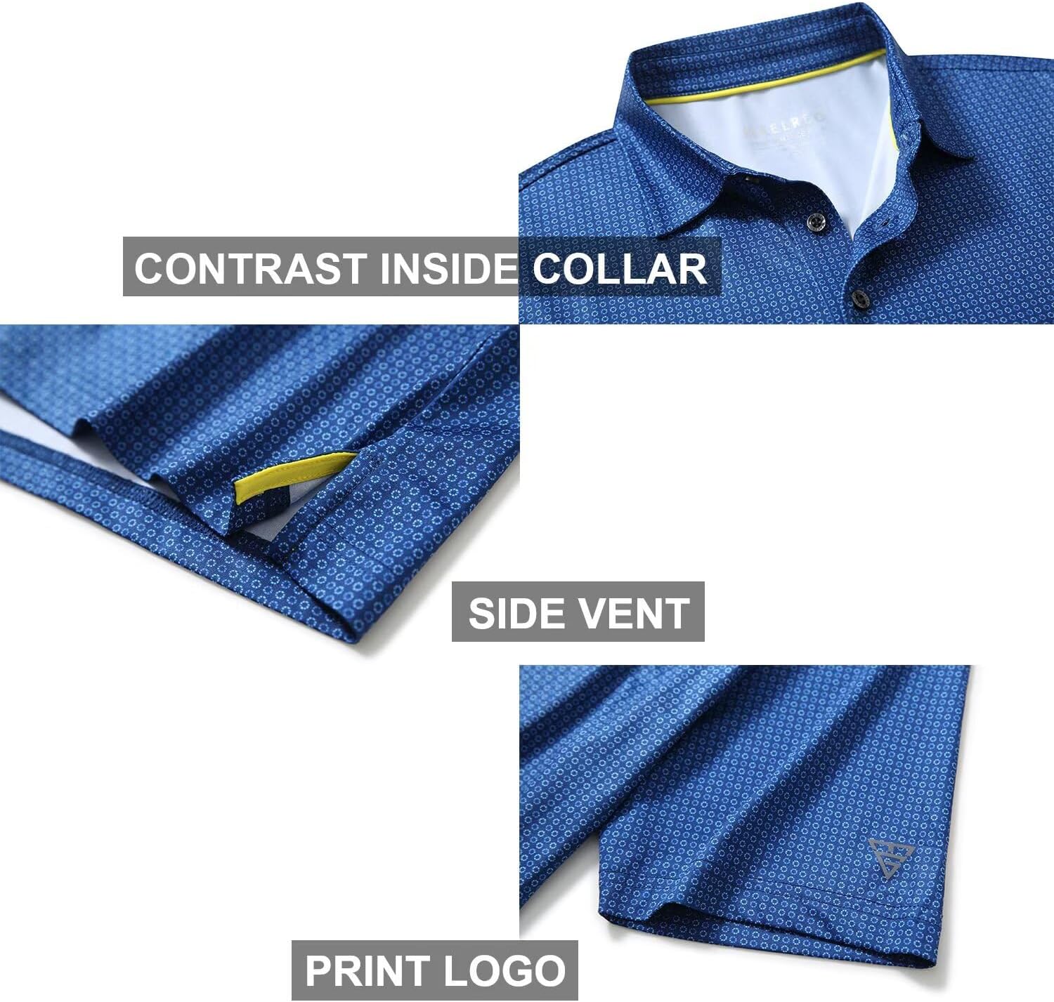 Thumbnail 3 de Golf Shirts for Men Dry Fit Short Sleeve Print Performance Moisture Wicking Polo Shirt