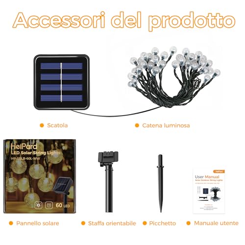 Thumbnail 8 de HeiPard Catena Luminosa Esterno Solare 11 m - 60 LED con 8 modalità e memoria