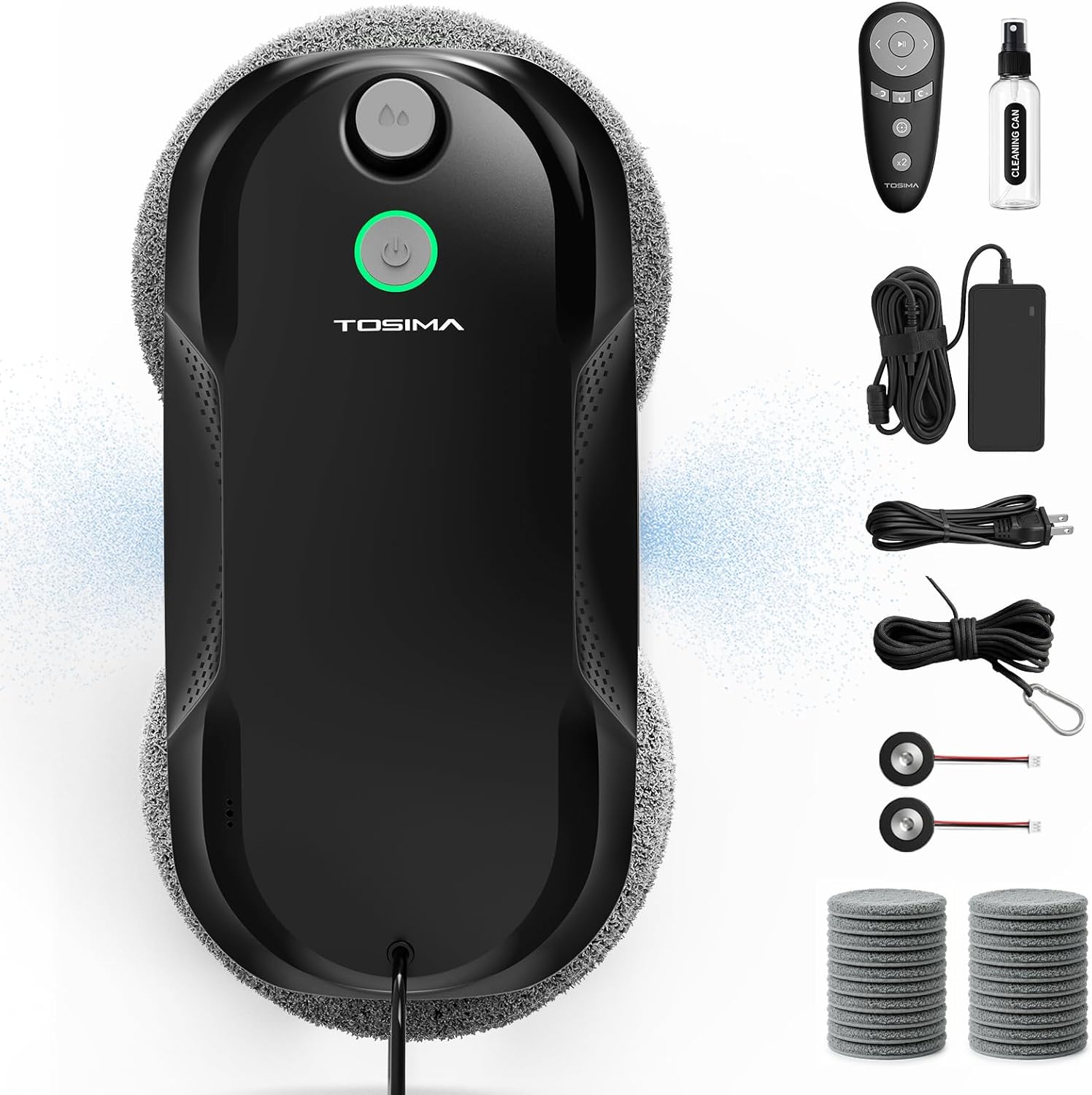 Thumbnail 1 de Tosima W5 Pro robot laveur de vitres 6400 Pa, double pulvérisation et 20 chiffons en microfibre (noir)