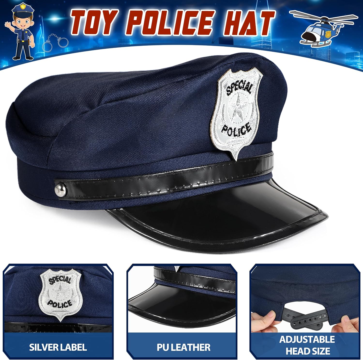 Detalle 2 de Metemot 9-Piece Police Costume Accessory Set for Kids, Light-and-Sound Camera