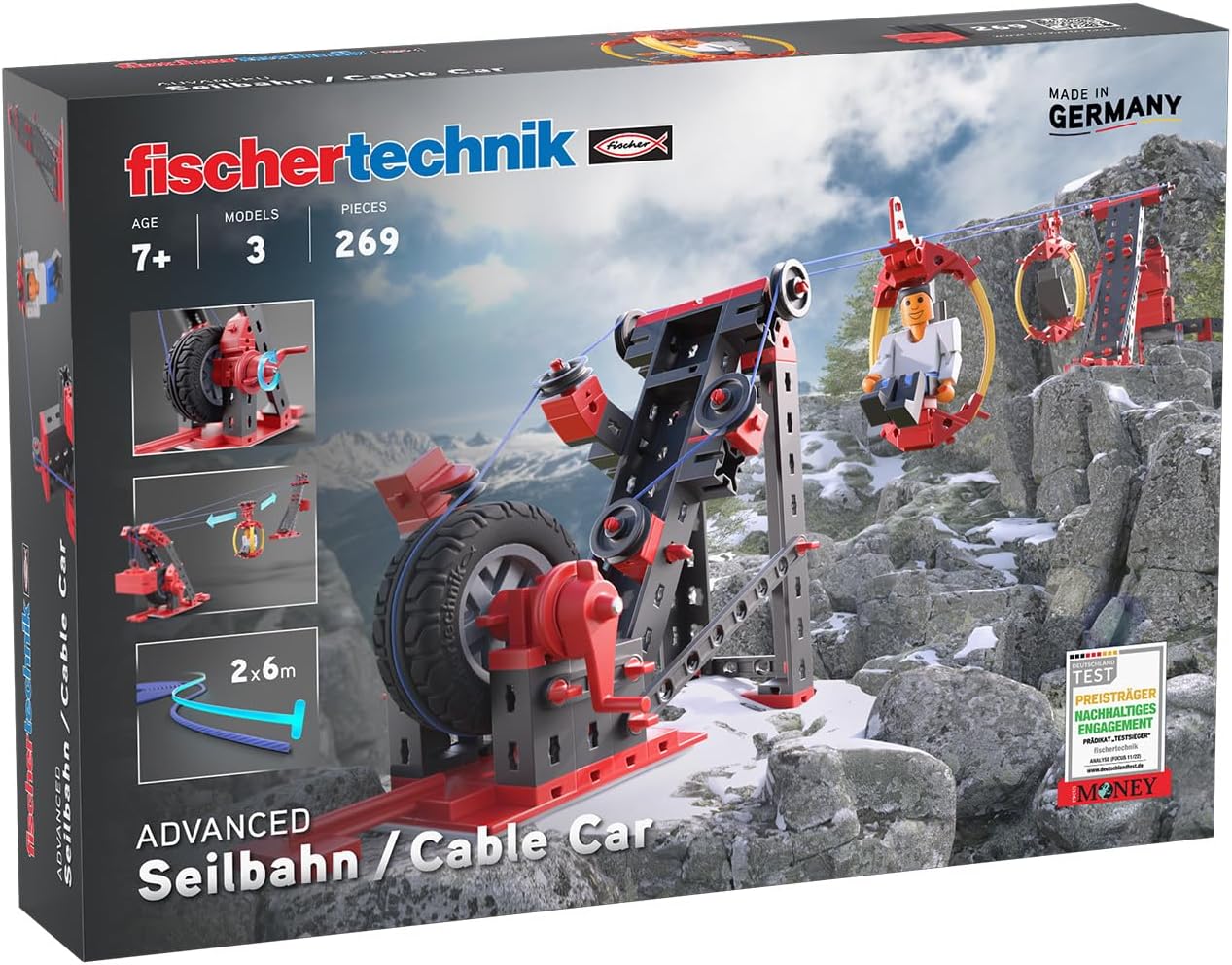 Detalle de fischertechnik ADVANCED 564068 – zestaw kolejki linowej, 3 modele i 6-metrowe kable