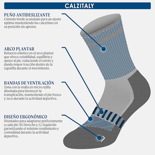Detalle de Pack CALZITALY 2-3-6 chaussettes sport ⚙