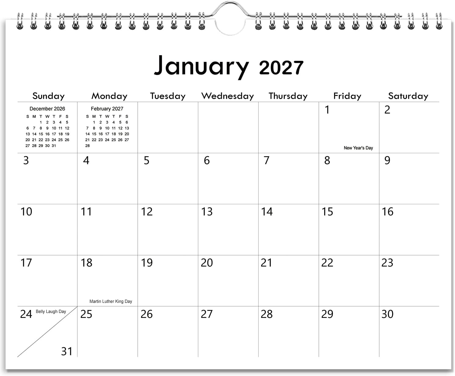 Detalle de Riobat 8-11-h-black 18-Month Wall Calendar, January 2027 to June 2028