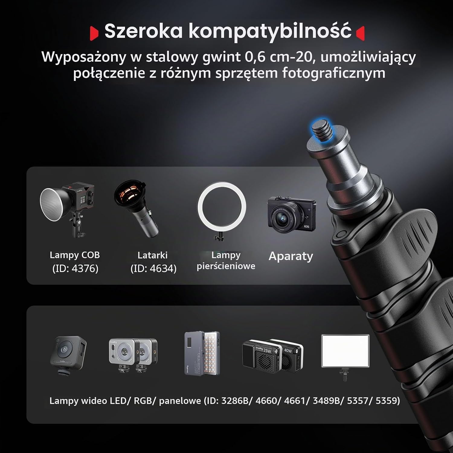 Thumbnail 1 de SMALLRIG RT190 5475 – statyw oświetleniowy 42–190 cm, udźwig 4 kg