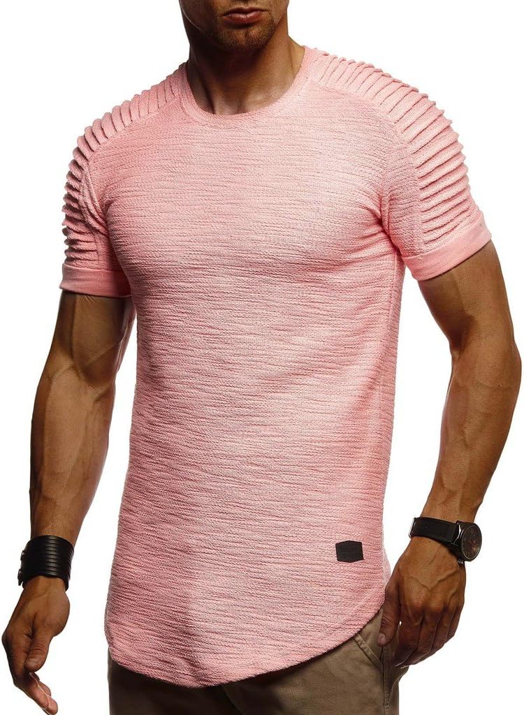 Detalle de Leif Nelson T-shirt d’été homme à col rond en 100 % coton, coupe droite