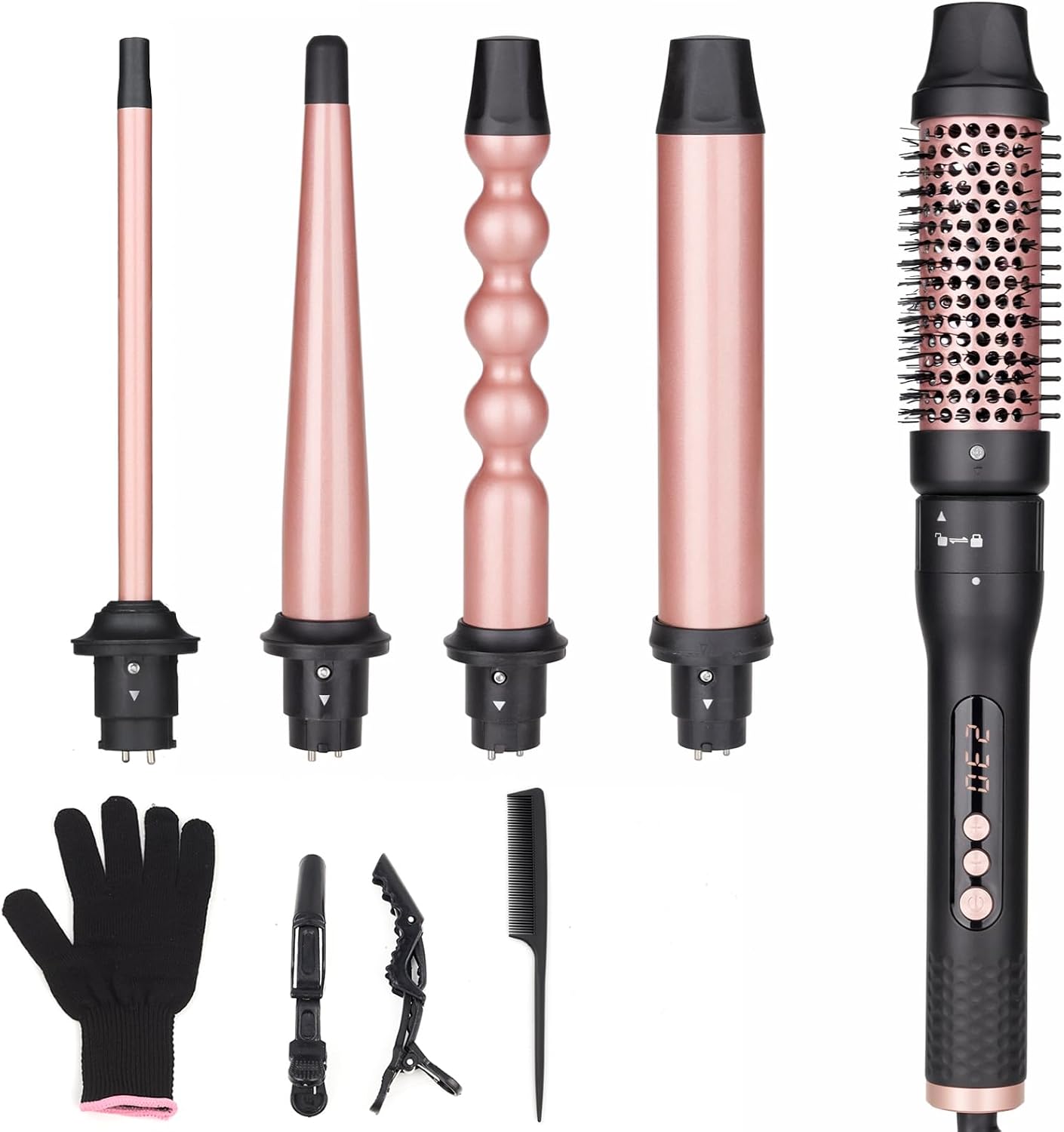 Imagen de UNOBEY Lockenstab 5 in 1 – 4 austauschbare Keramikaufsätze, Dualspannung, 100–230°C en OfertitasTOP