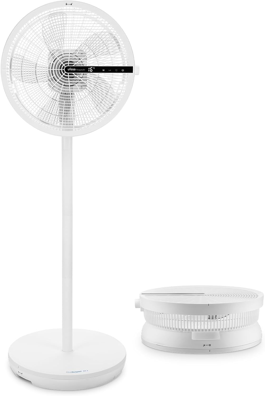 Ufesa Nagasaki Ultrasilenzioso 28W: ventilatore a piantana con display LED, 12 velocità, telecomando e design pieghevole
