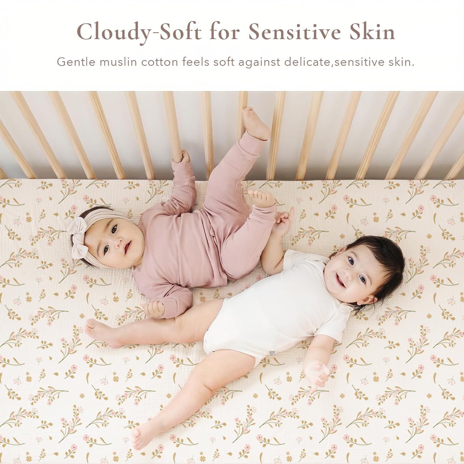Detalle de Konssy Muslin Crib Sheets 52"x28" for Baby Crib