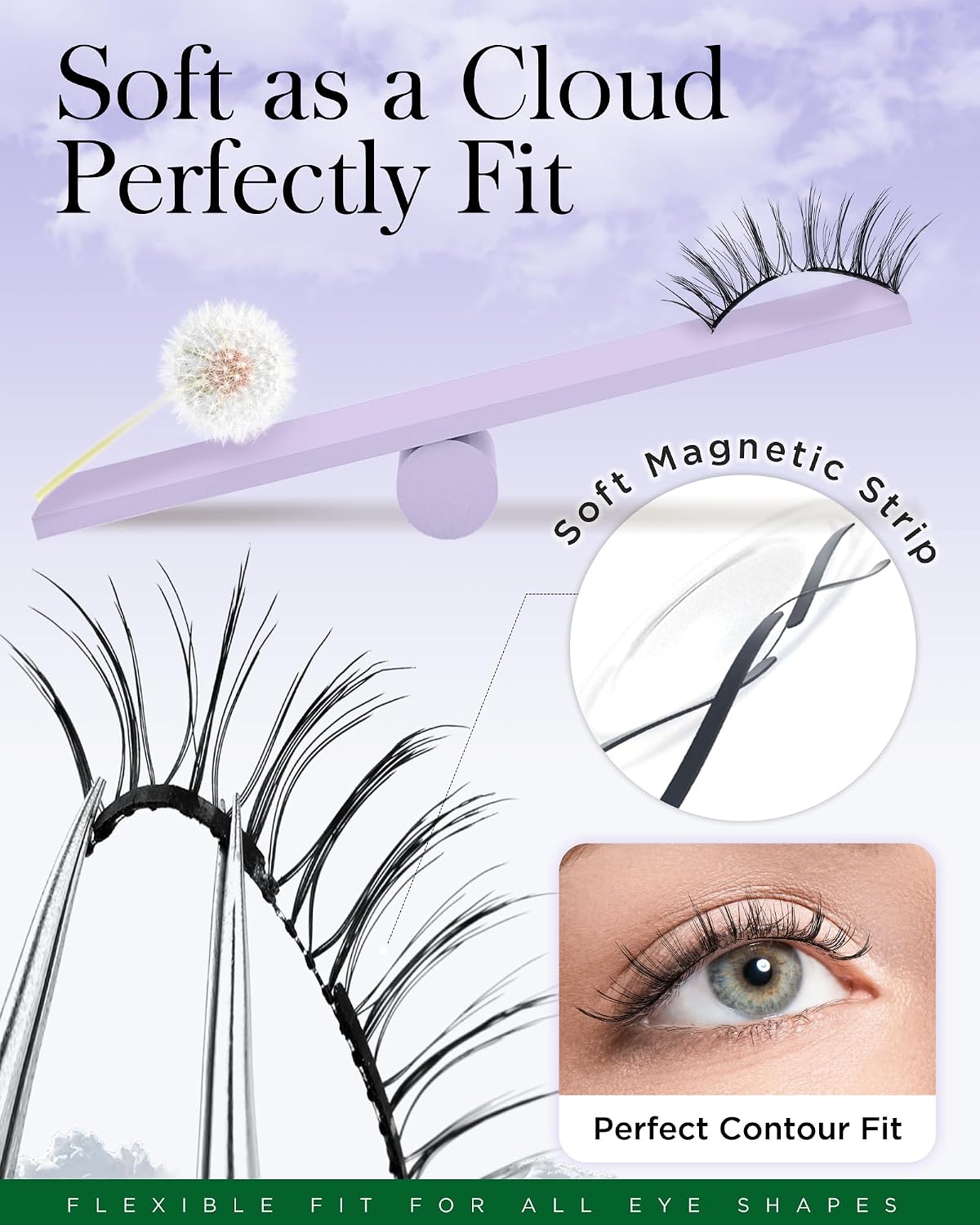Detalle de BEYELIAN Magnetic Eyelashes with Applicator (YT25) — reusable, no-glue soft magnetic lashes