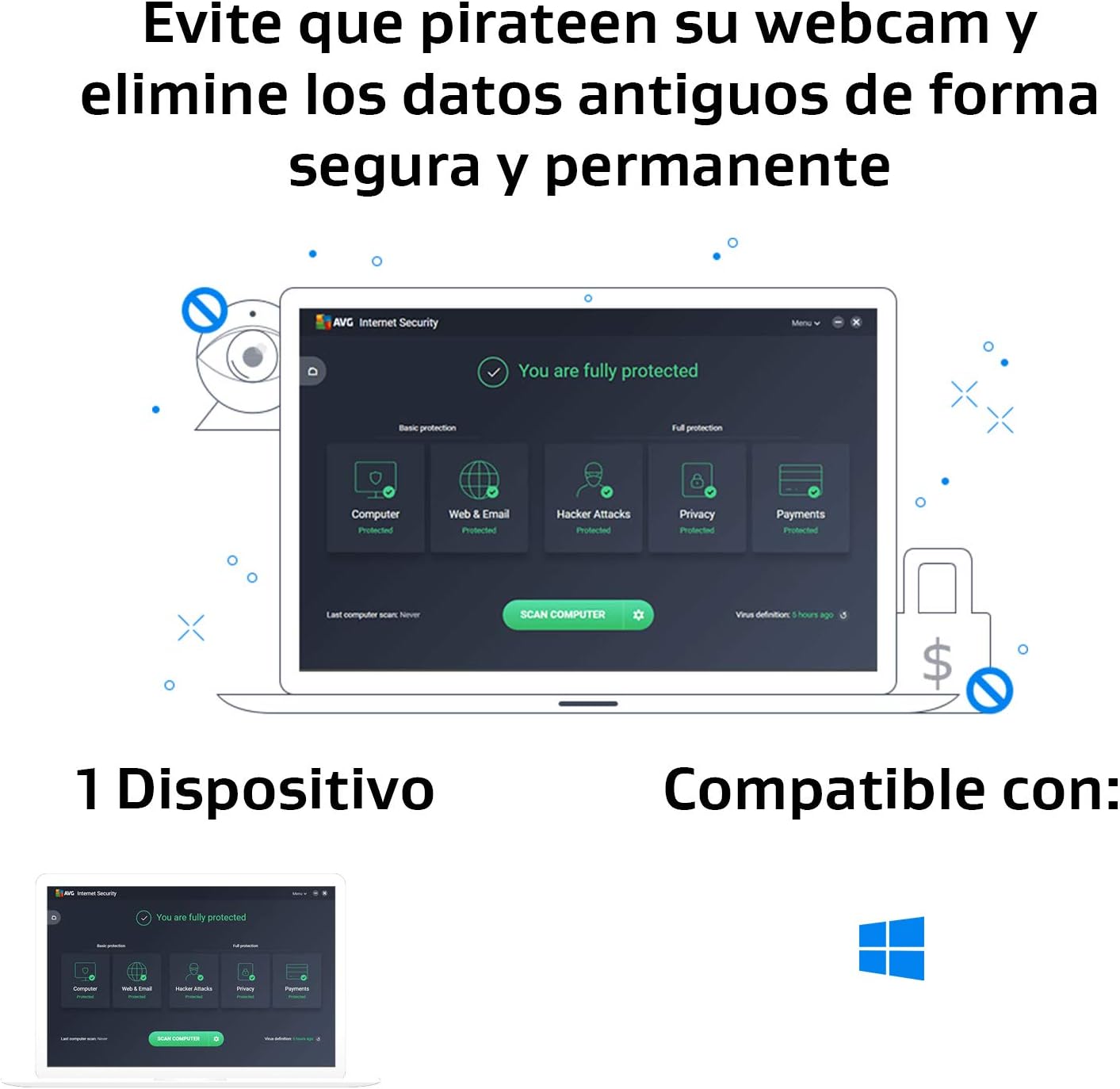 Detalle de AVG Internet Security 2026 para 1 dispositivo (1 año) | antivirus y protección digital