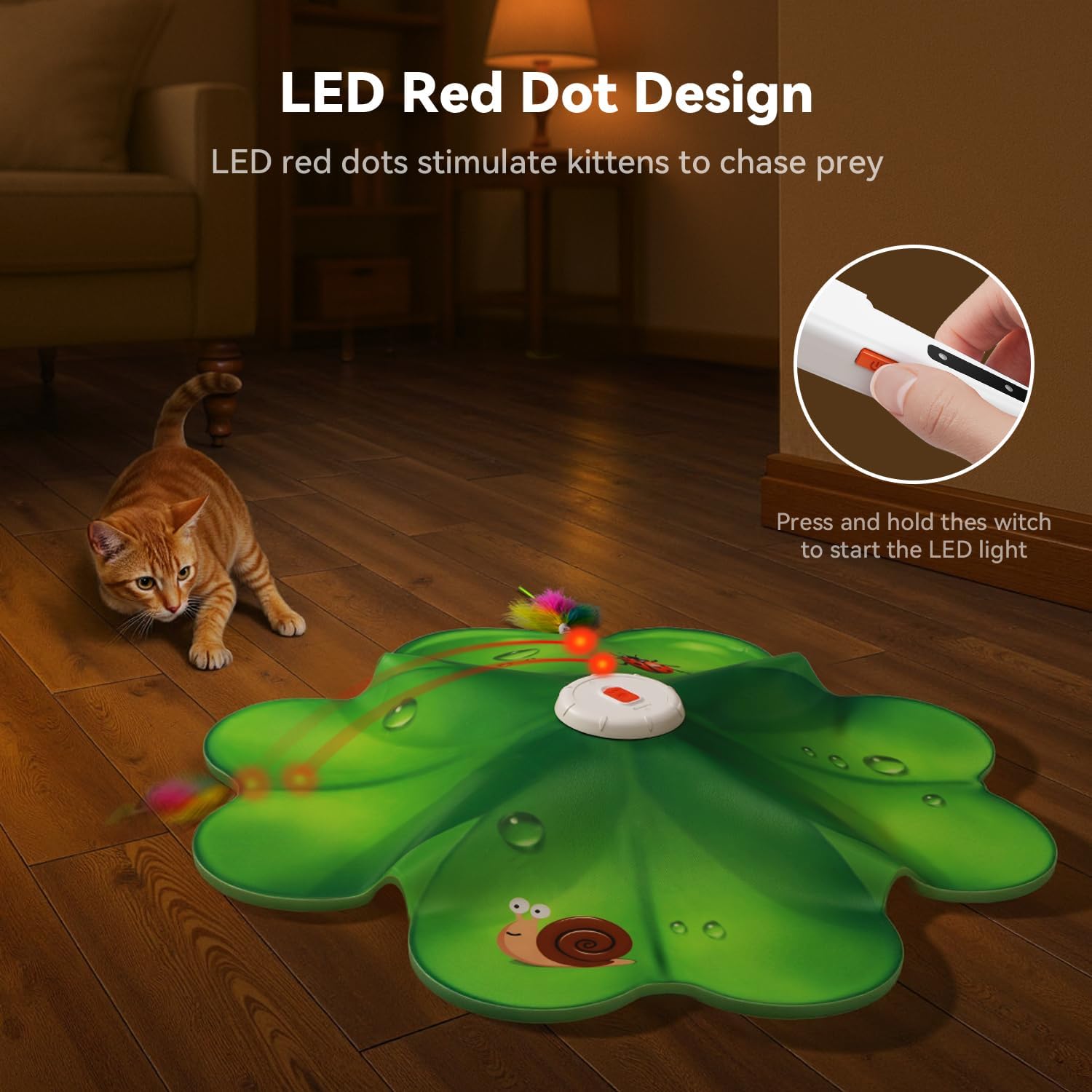 Detalle 1 de FEELNEEDY FN-P20 Interactive Cat Toy with Moving Feathers and LED Red Dot