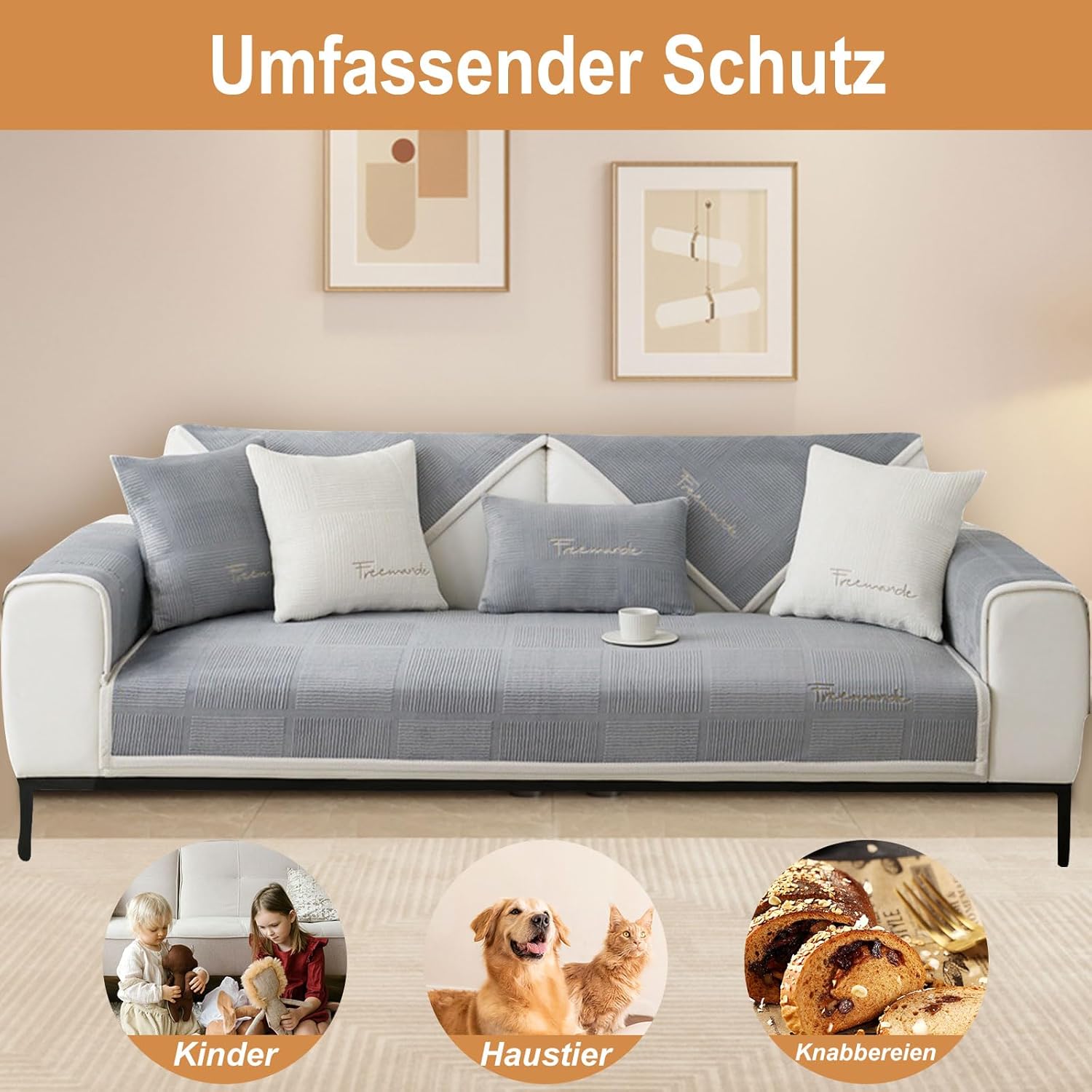 Thumbnail 3 de Couch Überzug Sofa-Schutzhülle für 1/2/3/4 Sitzer & L-Form Ecksofa – rutschfester Ultra-Stretch Bezug